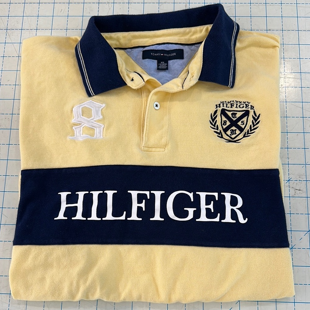Men’s Tommy Hilfiger Yellow and Navy Crest Polo